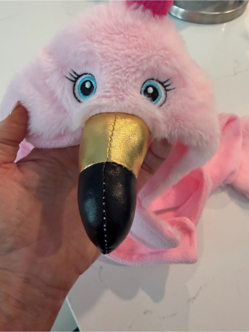 Let’s Flamingal !  Pink Faux-Fur Fuzzy Costume for a small dog or a cat .